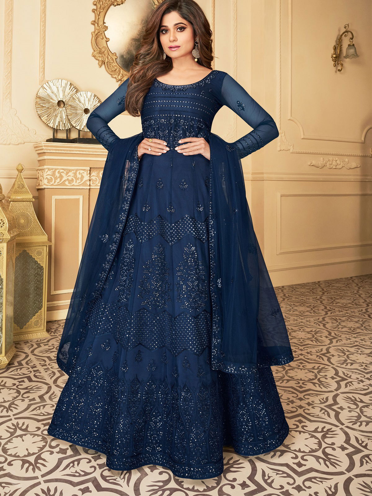 Gulkand Peacock By Aashirwad Embroidery Butterfly Net  Anarkali Salwar Kameez Wholesalers In Delhi